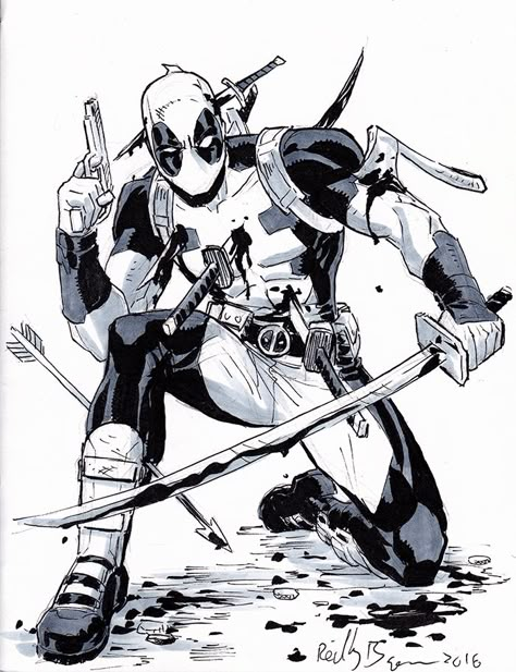 Deadpool by ReillyBrown Mcu Art, Deadpool Drawing, Deadpool Artwork, Last Game Manga, Chibi Marvel, Deadpool Art, Deadpool And Spiderman, Deadpool Comic, Deadpool Wallpaper