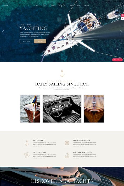 Seafarer is a yacht and boat rental WordPress theme designed for businesses in the maritime and leisure industry. It provides a range of features and functionalities to showcase your yacht and boat rental services, attract customers, and manage bookings. Boat Website Design, Yacht Brochure, Cruise Design, Yatch Boat, Boat Theme, Fashion Magazine Layout, Event Promo, Blue Peter, Attract Customers