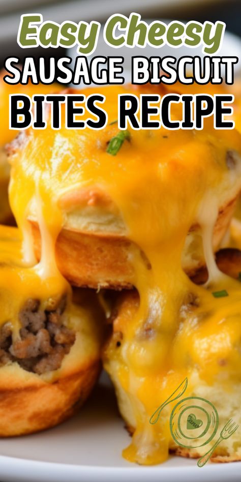 Easy Cheesy Sausage Biscuit Bites Recipe Cheesy Sausage Biscuit Bites, Easy Cheesy Sausage Biscuit Bites, Sausage Biscuit Bites, Biscuit Bites, Cheese Whiz, Sausage Biscuits, Game Day Party, Flaky Biscuits, Cheese Baked