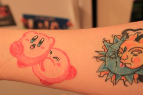 Matching Kirby Tattoos, Moon And Sun Tattoos, Kirby Tattoo, Appearance Goals, Cool Tattoos Ideas, Kirby Fanart, Sick Tattoos, Love Yourself Tattoo, Kirby Character