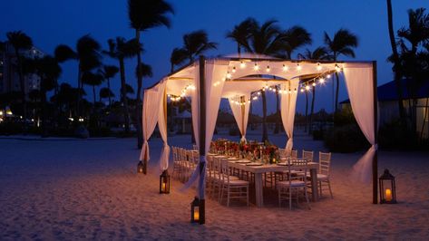 Beach Dinner Parties, Destination Wedding Aruba, Beach Reception, Aruba Weddings, Vintage Wedding Reception, Twilight Wedding, Bohemian Beach Wedding, Wedding Reception Dinner, Beach Wedding Reception