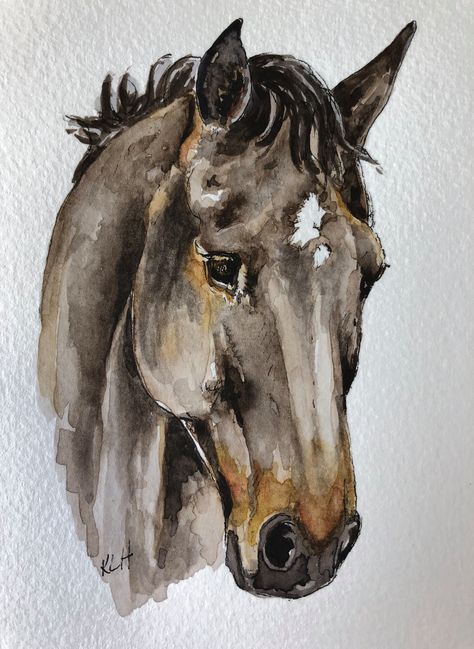 Sunflower Watercolor Painting, Watercolor Horse Painting, Horse Art Drawing, Floral Watercolor Paintings, Watercolor Paintings For Beginners, Watercolor Horse, Custom Horse, Horse Portrait, Watercolor Paintings Easy