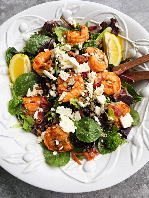 Grilled Shrimp Salad with Lemon Vinaigrette - Women of Today Italian Shrimp Salad, Balsamic Shrimp Salad, Salads With Shrimp, Shrimp Salad With Lettuce, Salad With Shrimp, Salad With Grilled Shrimp, Shrimp And Arugula Salad, Shrimp Citrus Salad, Shrimp Salad Recipes Healthy