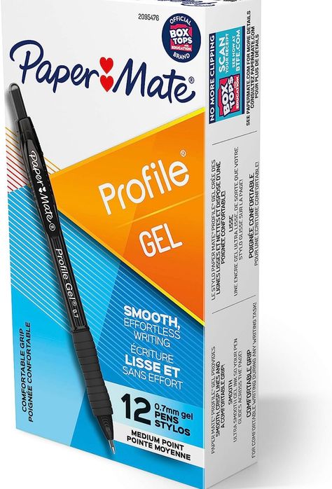 $13.60                                                                          Brand	Paper Mate
Color	Black
Ink Color	Black
Age Range (Description)	Adult
Material	Plastic Papermate Gel Pens, Blue Tips, Easy Writing, Paper Mate, Writing Tasks, Writing Supplies, Ballpoint Pens, Blue Ink, Ballpoint Pen