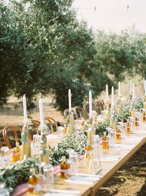 Greek wedding at an Olive Farm overlooking the Aegean Sea via Magnolia Rouge Grecian Inspired Wedding, Greek Taverna Wedding, Wedding Greek Style, Olive Farm Wedding, Medditeranean Wedding, Greek Church Wedding, Olive Garden Wedding, Aegean Wedding, Mediterranean Wedding Decor