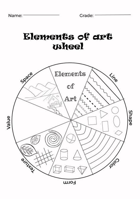 7 Elements Of Art, The Elements Of Art, Elementary Art Classroom, Art Handouts, Elementary Art Rooms, High School Art Projects, Middle School Art Projects, Classroom Art Projects, Art Basics