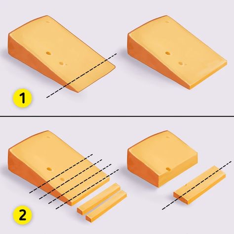 How to Cut Cheese the Right Way / 5-Minute Crafts How To Cube Cheese, How To Cut Different Cheeses, How To Cut A Wedge Of Cheese, How To Slice Cheese, How To Cut Triangle Cheese, How To Cut Brie Cheese For Charcuterie, Cheese Cuts For Charcuterie, How To Cut Gouda For Cheese Board, Slicing Cheese For Charcuterie