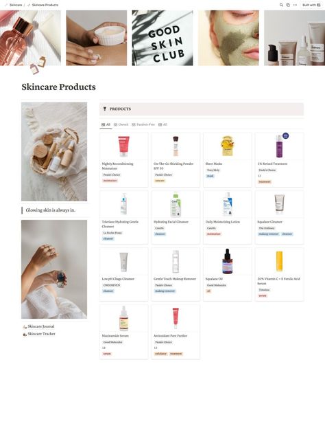 #Notion_Skincare #Notion_Hacks #Journal_Dashboard #Aesthetic_Notion_Dashboard Notion Skincare, Journal Dashboard, Notion Hacks, Skincare Journal, Skincare Tracker, Skincare Planner, Skincare Template, Beauty Planner, Visual Tracking