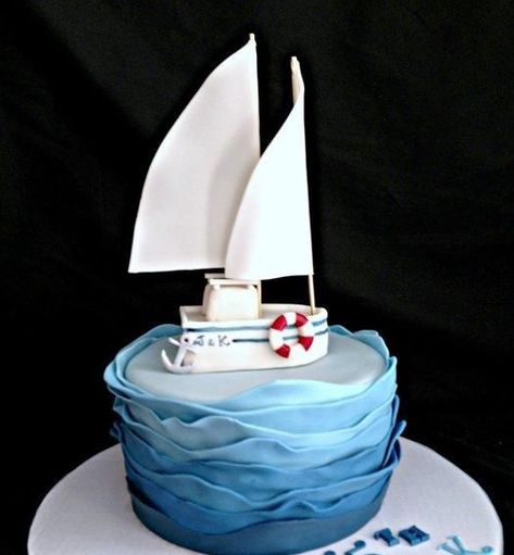 Boat Cake Ideas, Nautical Birthday Cakes, Sailor Cake, Sailboat Cake, Nautical Wedding Cakes, Boat Cake, Doctor Cake, Ocean Cakes, Nautical Cake