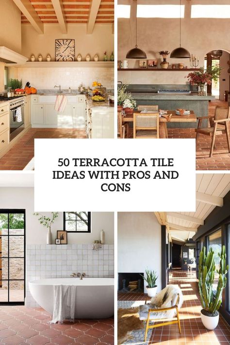 Terracotta Tiles And Wood Floor, Terracotta Floor Interior Design, French Kitchen Terracotta Floor, Terracotta Hexagon Tile Floor Kitchen, Terracotta Tile Dining Room, Terracotta Floor Dining Room, Modern Kitchen With Terracotta Floor, Porcelain Terracotta Tile Floor, How To Style Terracotta Floors