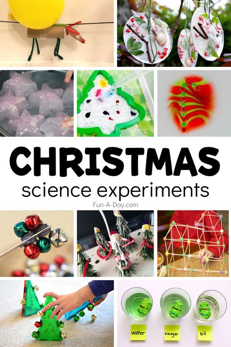 Engage the kids' innate curiosity with these Christmas science activities for preschoolers and kindergartners. Lots of engaging, hands-on science experiments and ideas to try this December. Click on the Fun-A-Day.com link for more information. Christmas Science Activities, Christmas Science Experiments, Christmas Science, Christmas Stem, Christmas Worksheets, Christmas Kindergarten, Science Activities For Kids, Kids Science, Christmas School