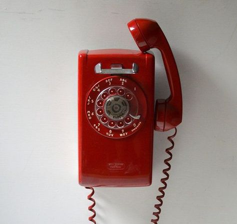 Red Rotary Phone, Brandon Rogers, Working Wall, Blue Butterfly Wallpaper, White Hall, Cherry Red Color, Wall Phone, Rotary Phone, American Diner