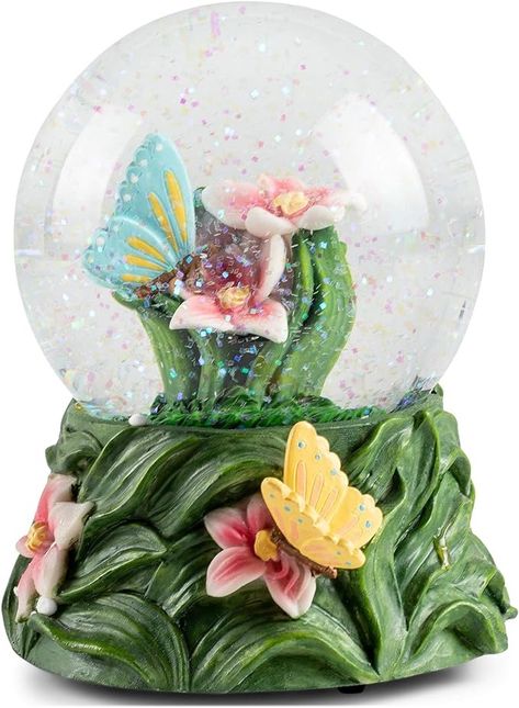 Amazon.com: Elanze Designs Butterflies on Lilies Flower Garden Leaves Grass Perching Tabletop Figurine 100MM Sturdy Glitter Water Snow Globe Plays Tune English Country Garden : Home & Kitchen Classic Bun, Shelf Arrangement, English Country Garden, Lily Garden, Water Globes, English Country Gardens, Christmas Snow Globes, Christmas Truck, Country Garden