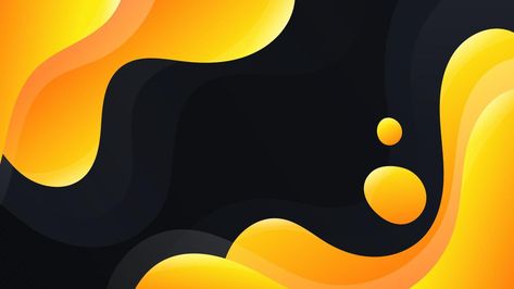 Abstract background with yellow waves. Black background. Desktop wallpaper. Vector. Graphic Design Wallpaper Desktop, Black Background Desktop, Wallpaper Website, Background Desktop, Black Desktop, Presentation Backgrounds, Yellow Wallpaper, Black And Yellow, Backgrounds Desktop