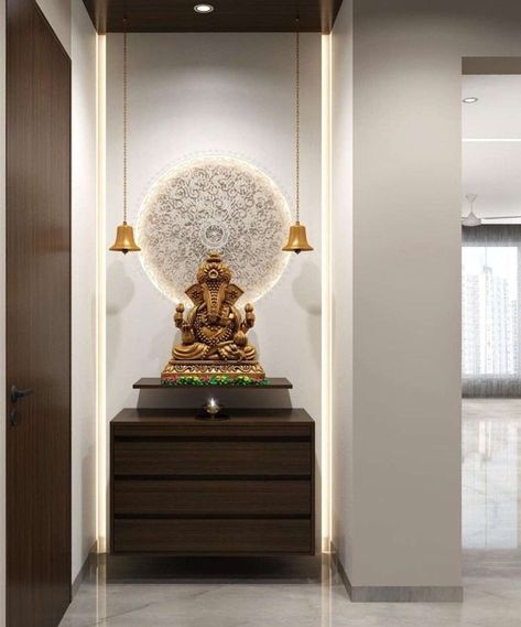 Designs by Interior Designer ACE Solution, Indore | Kolo Morden Pooja Room, Office Pooja Unit, Office Pooja Room, Modern Pooja Room Design, Latest Pooja Room Designs, Mandir Ideas, Puja Unit, Mandir Designs, Temple Room