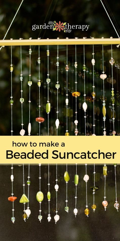 Crystal Suncatchers Diy, Beaded Suncatcher, Wind Chimes Homemade, Suncatcher Diy, Diy Suncatchers, Wind Chimes Craft, Herb Gardens, Diy Wind Chimes, Rays Of The Sun