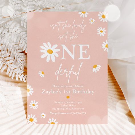 Isn't She Lovely Isn't She ONEderful Boho Birthday Invitation - birthday invitations Daisy Birthday Party, Daisy Invitations, Wild One 1st Birthday, Daisy Birthday, Twin Birthday Parties, Wild One Birthday Invitations, Floral Birthday Invitations, Daisy Party, Twins 1st Birthdays