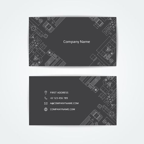 Engineering business card. | Premium Vector #Freepik #vector #technical-drawing #construction-drawing #architecture-project #construction-plan Architect Visiting Card Design Business, Business Card For Architect, Industrial Business Card, Architecture Card Design, Business Card Architecture, Engineering Business Card Design, Architecture Visiting Card, Architect Visiting Card, Architecture Business Card Design