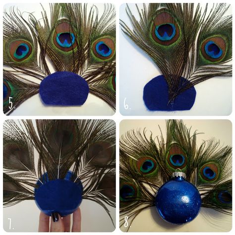 Anngela's Pretty Little Things: Peacock Ornament {Tutorial} Christmas Tree Decorations Diy Ornaments, Peacock Christmas Decorations, Peacock Christmas Tree, Diy Tree Topper, Peacock Crafts, Peacock Ornaments, Christmas Colour Schemes, Work Decor, Peacock Christmas