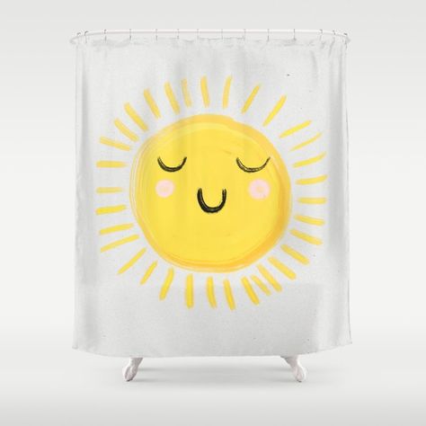 Sunshine Bathroom, Sunshine Shower Curtain, Rich Bathroom, Smiley Happy, Shower Rods, Bathroom Shower Curtain, New York City Apartment, Shower Hooks, Water Beads