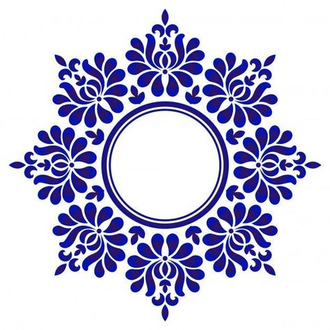 Ornamental Borders Patterns, Design In Circle, Blue Pottery Designs, Border Art, Porcelain Pattern, Floral Art Design, Floral Ornament, Soyut Sanat Tabloları, Pola Sulam