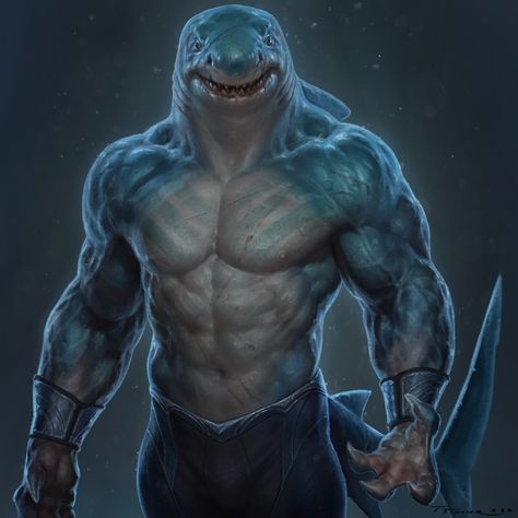 Shark Character Design, Taran Fiddler, Shark Character, Hulk Character, King Shark, Shark Man, Shark Art, Cool Monsters, Sea Monsters