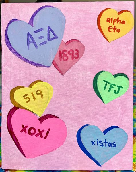 Delta Canvas Painting, Axid Canvas, Big Little Canvas Sorority, Alpha Xi Delta Canvas, Sorority Canvas Ideas, Sorority Paintings, Sorority Canvases, Big/little Baskets, Big Little Canvas