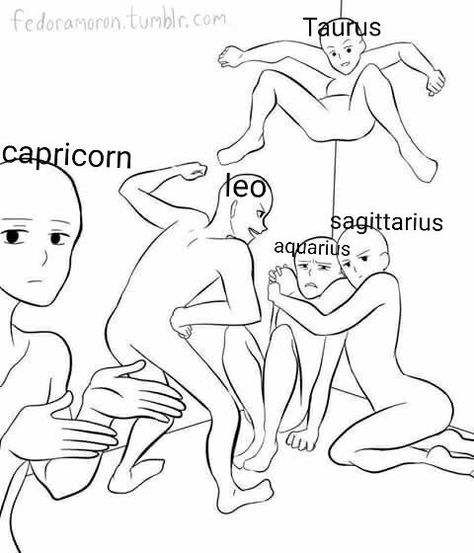 Ship Drawing Poses Zodiac, Leo X Sagittarius Ship Drawing, Zodiac Signs Relationships Drawings, Ship Drawing Zodiac Signs, Basic Astrology, Zodiac Signs Draw Your Squad Meme, Zodiac Signs Pictures, Zodiac Taurus, Zodiac Signs Sagittarius Memes