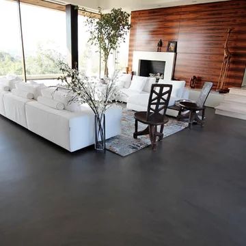 Concrete Living Room Floors, Concrete Floors Living Room, Concrete Floors In House, Interior Concrete Floors, Decorative Concrete Floors, Concrete Countertops Kitchen Diy, Painted Concrete Floors, Concrete Interiors, Concrete Flooring