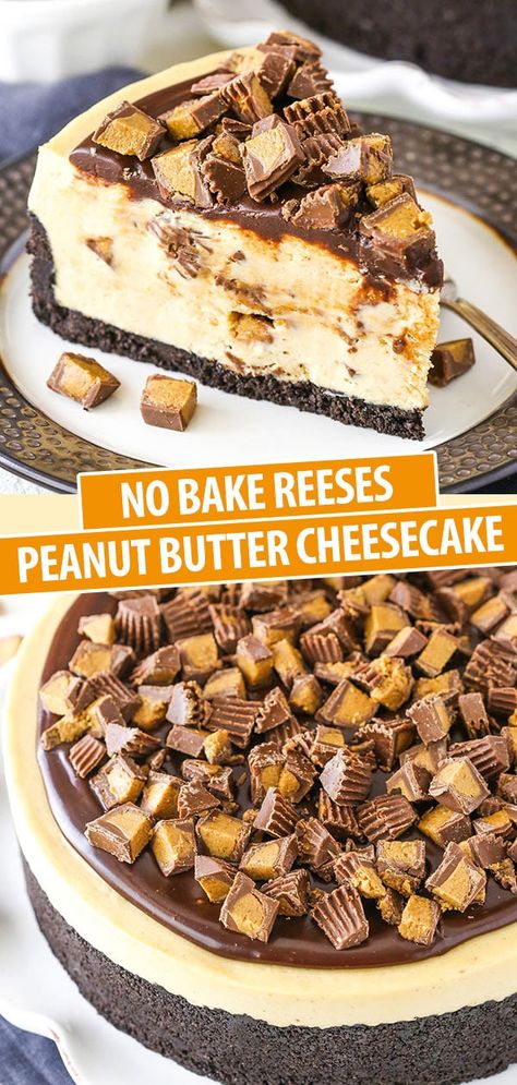 Cheesecake Reeses, Reese's Peanut Butter Cheesecake, Fun Cheesecake Recipes, Best Cheesecake Recipe, Peanut Butter Cheesecake Recipes, Chocolate Peanut Butter Cheesecake, Authentic Mexican Recipes, Homemade Cheesecake, Baked Cheesecake Recipe