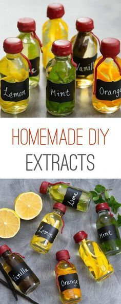 Homemade DIY Extracts. Easy to make your own at home and fun to gift! Diy Extracts, Joululahjat Diy, Homemade Spices, Homemade Seasonings, Homemade Diy, Aioli, Canning Recipes, Food Gifts, Diy Food