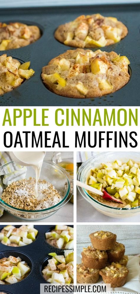 Breakfast Oatmeal Muffins, Apple Cinnamon Oatmeal Muffins, Cinnamon Oatmeal Muffins, Oatmeal Muffin Recipes, Apple Cinnamon Oatmeal, Breakfast Oatmeal, Apple Cinnamon Muffins, Streusel Muffins, Cinnamon Oatmeal