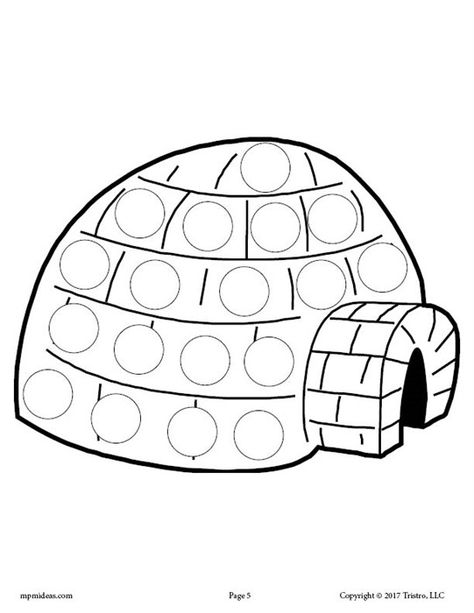 Igloo Do-A-Dot Coloring Page Hibernation Crafts, Igloo Craft, Arctic Animals Crafts, Culture Crafts, Preschool Painting, Winter Crafts For Toddlers, Prek Crafts, Winter Activities Preschool, Cultural Crafts