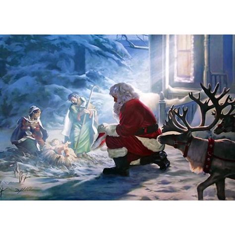 Diamond Painting - Full Round - Santa Claus – Everydayedeals Kneeling Santa, Boxed Christmas Cards, Christmas Scenes, Santa Baby, Baby Jesus, Christmas Paintings, Christmas Box, Christmas Images, Christmas Pictures