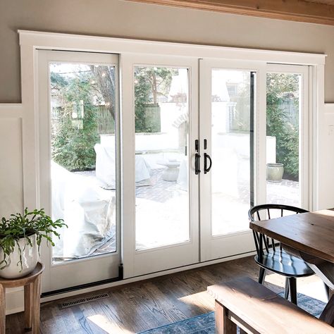 Sliding Doors Dining Room, Glass Doors Dining Room, French Door Sliders Patio, Dining Room Door To Outside, 8 Ft Sliding Glass Door, Sliding Doors Back Of House, Glass Sliding Doors Kitchen, Sliding Doors With Windows, French Slider Patio Doors