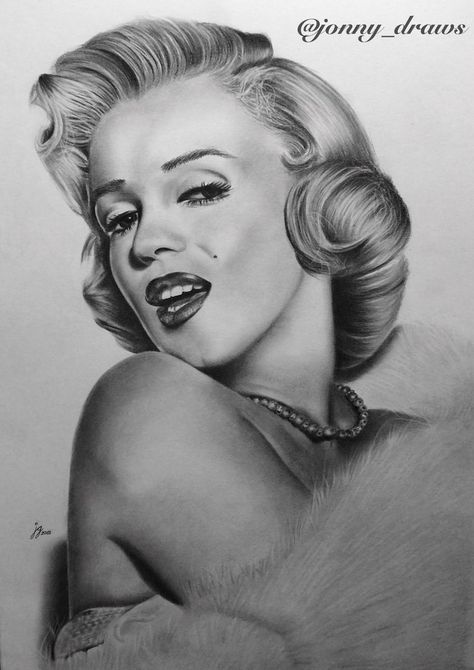 Marilyn Monroe by JonnyDraws / This image first pinned to Marilyn Monroe art board here: http://pinterest.com/fairbanksgrafix/marilyn-monroe-art/ #Art #MarilynMonroe Marilyn Monroe Drawing, Marilyn Monroe Tattoo, Marilyn Monroe Portrait, Marilyn Monroe Art, Arte Van Gogh, Japanese Koi, Marilyn Monroe Photos, Celebrity Portraits, Hollywood Glam