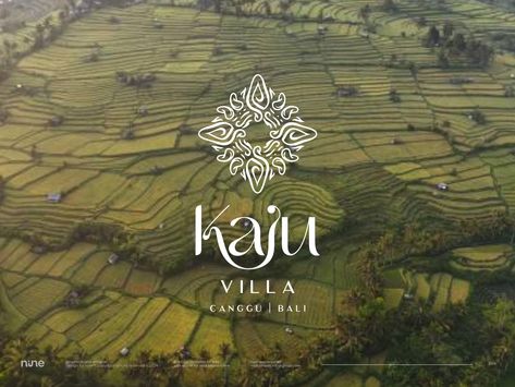 Villa Bali Logo by NineArt Villa Branding Design, Bali Symbols, Resort Logo Design Ideas, Bali Branding, Villa Logo Design, Residential Branding, Villa Logo, Line Architecture, Tree Typography