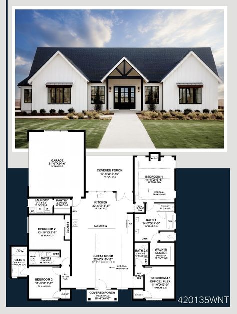 4 Bedroom Floor Plans, Ranch Plans, House Fever, 4 Bedroom House Designs, American House Plans, Garage Floor Plans, Faux Beams, 4 Bedroom House Plans, Bloxburg Ideas