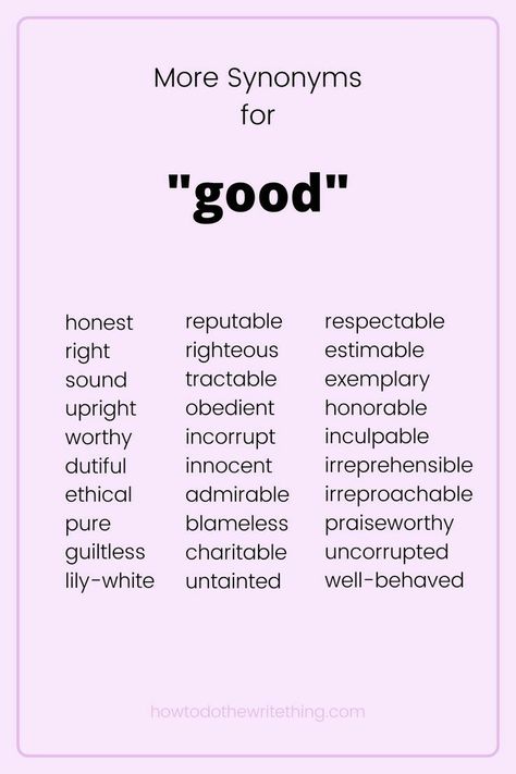 Synonyms For Good, More Synonyms, Aesthetic Writing, Good Writing, Writing Inspiration Tips, New Vocabulary Words, Quotes To Motivate, Writing Prompts For Writers, Creative Writing Tips