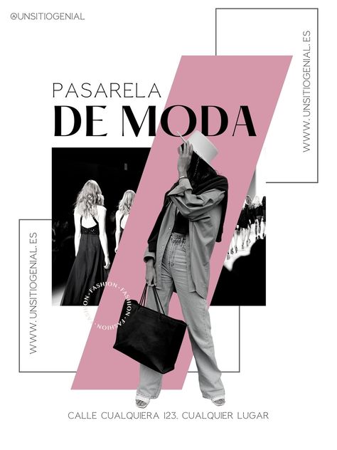 cartel anuncio poster pasarela de moda estilo minimalista atrevido colores blanco y negro con toque rosado beige y neutro - Templates by Canva Poster Design Company, Clothing Poster Design Layout, Canva Fashion Templates, Fashion Exhibition Poster, Fashion Banner Design Ideas, Poster Fashion Design, Fashion Week Poster, Poster Moodboard, Jewelry Website Design