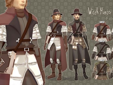 The Sims Resource - Witch Hunter Outfit (Set) Sims 4 Male, Witch Hunter, Male Witch, Dragon Age Characters, Hunter Outfit, Medieval Clothes, Sims 4 Downloads, Sims 4 Mods Clothes, Sims 1