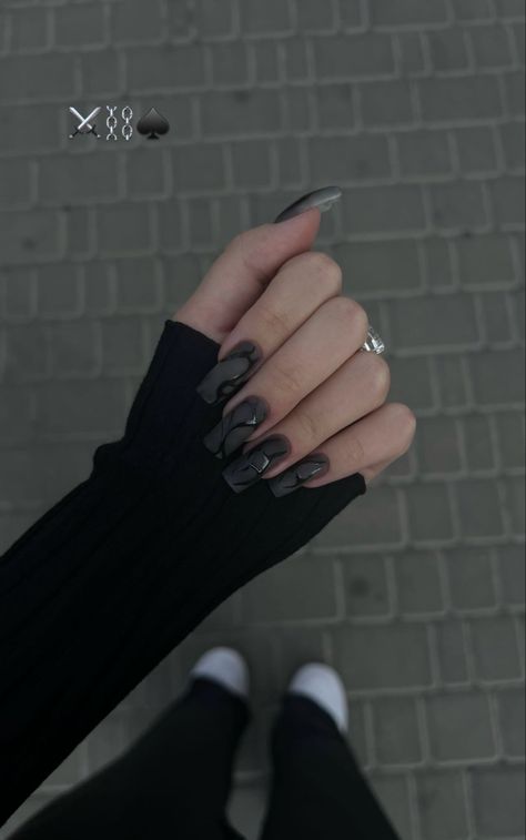 Nails 
Nail art 
Nail inspo 
Matte nails 
Black nails 
3d nails 
Manicure 
Design for nails 
Black outfits 
Black ootd 
Acrylic 
Coffin nails Abstract Nails Black, Full Black Outfit, Acrylic Coffin Nails, Abstract Nails, Nails 3d, Black Acrylic Nails, Goth Nails, Minimal Nails, Casual Nails