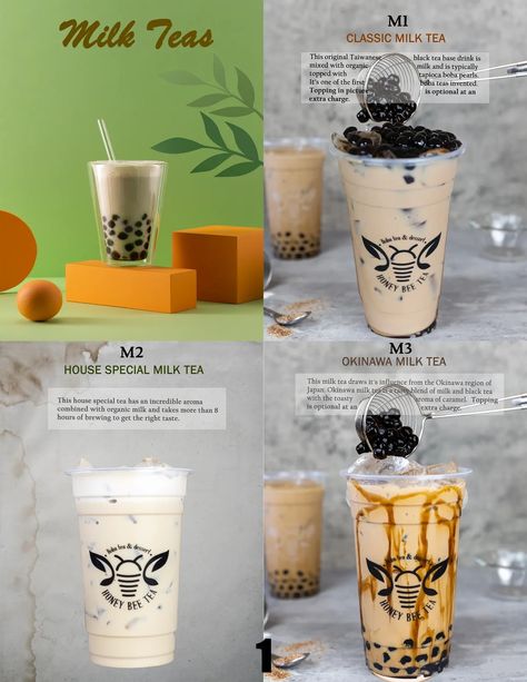 Honey Bee Tea - Matcha Boba Strawberry Smoothie, Coffee Tapioca Boba, Mango Green Tea, Matcha Milk, Boba Pearls, Vietnamese Coffee, Organic Milk, Caramel Topping, Strawberry Smoothie, Boba Tea