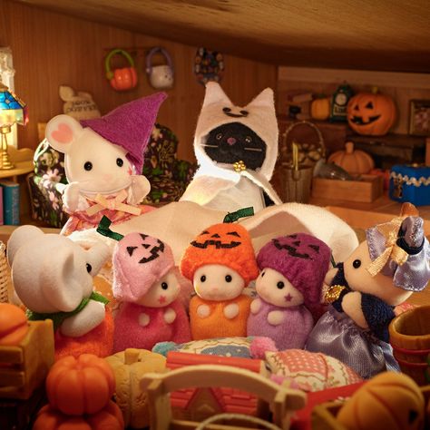 Sylvanian Families (@SylvanianUK) on X Halloween Aesthetic Cute, Cute Halloween Aesthetic, Pumpkin Cats, The Triplets, Critters 3, Calico Critters Families, Calico Critter, Hallowen Ideas, Doll House Plans