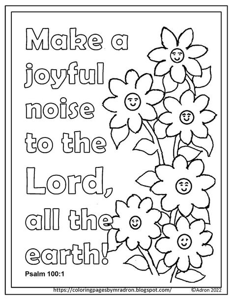 I drew this Psalm 100:1 coloring page for the church. You can print the free PDF on my blog. https://coloringpagesbymradron.blogspot.com/2022/04/free-psalm-1001-print-and-color-page.html Kids Bible Crafts, Sunday School Coloring Sheets, Free Bible Coloring Pages, Verses For Kids, Bible Crafts Sunday School, Jesus Coloring Pages, Christian Preschool, Sunday School Coloring Pages, Bible Verse Coloring Page