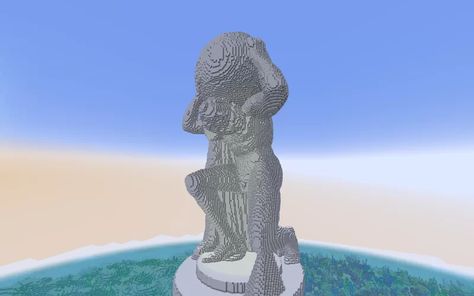 Greek Statues Minecraft, Greek Statue Minecraft, Atlas Statue, Celestial Globe, Minecraft Kingdom, Greek Titans, Minecraft Idea, Minecraft Statues, Minecraft Server