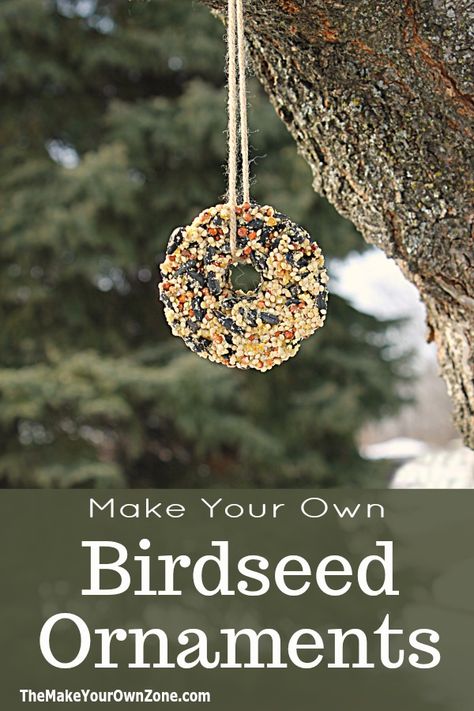 Homemade Birdseed Ornaments - The Make Your Own Zone Homemade Birdseed, Birdseed Ornaments, Diy With Kids, Craft Nights, Bird Seed Ornaments, Earth Day Projects, Homemade Bird Feeders, Earth Day Crafts, Food Ornaments