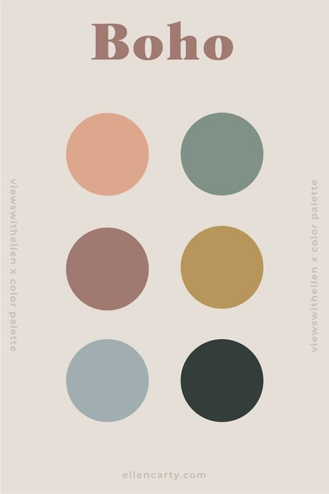 Bohemian inspired color palette designed for branding, visual identity, wardrobe, logo, weddings, blogging, and UX Bohemian Color Palette, Boho Color Palette, Retro Color Palette, Hex Color Palette, Boho Color, Color Schemes Colour Palettes, Stunning Hairstyles, Color Vibe, Muted Color Palette