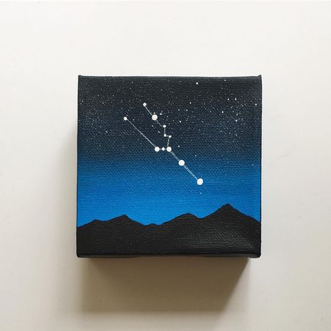 Taurus Painting Ideas On Canvas, Taurus Painting Ideas, Simple Space Painting, Painting Ideas Scenery, Taurus Painting, Space Canvas Painting, Easy Scenery Painting, Space Painting Acrylic, Taurus Art