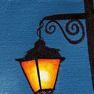 Streetlight Painting Night, Street Light Painting, Diy Doll Suitcase, Doll Suitcase, Drawing Quotes, Street Lamp, Night Painting, Mini Canvas, Street Light